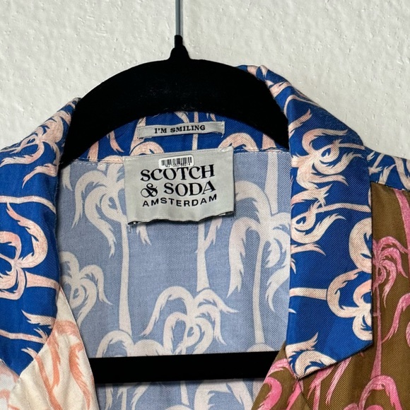 Scotch & Soda Oversized Printed Color Block Beach Button Front Shirt SIZE LARGE - Picture 3 of 5